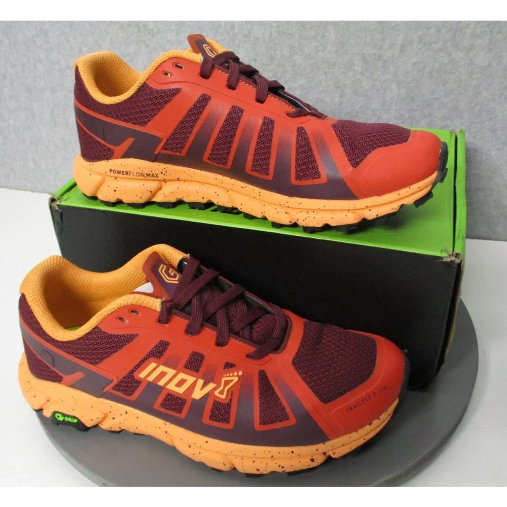 Inov-8 Trailfly G 270 Trail Running Shoes Womens Sz 7 Red /Burgundy/Orange